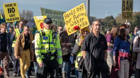 Getty Images Local communities and environmental groups have protested against fracking