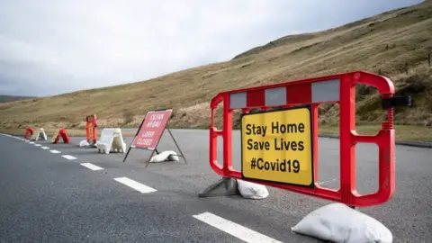 Getty Images Layby in Brecon Beacons in Powys shut during the first national Covid lockdown in Wales