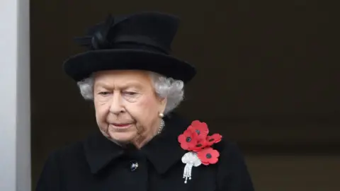 Getty Images The Queen at the annual Remembrance Sunday memorial at The Cenotaph