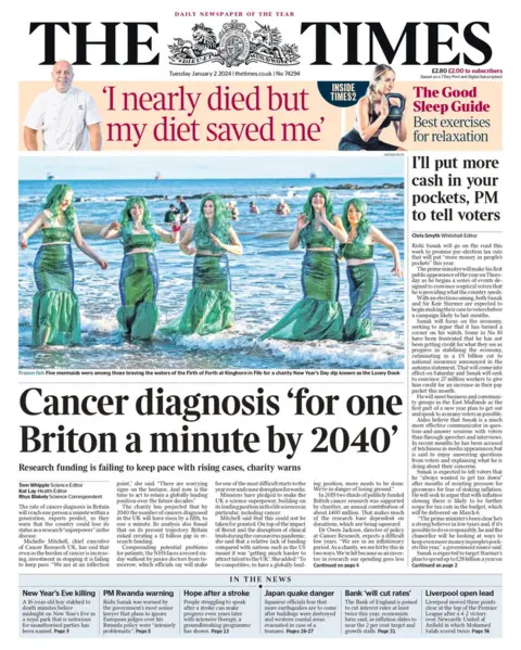 The Times front page, 2 January