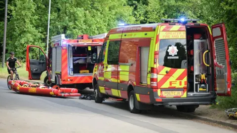 Fire van and rescue boat