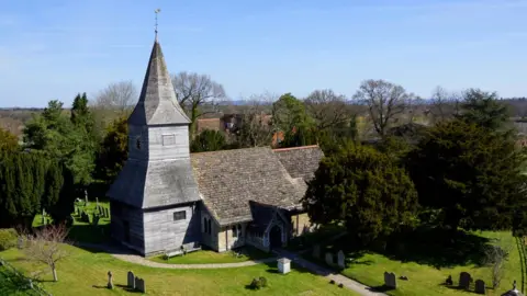 Spider Aerial St Peter's Church in Newdigate