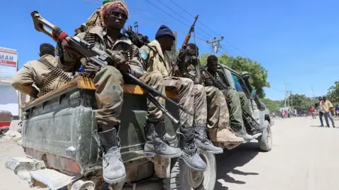 Reuters Soldiers backing opposition leaders are seen in the streets of Yaqshid district of Mogadishu, Somalia April 25, 2021