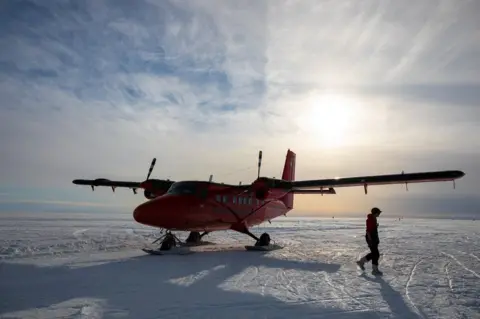 BBC Man and plane on skis