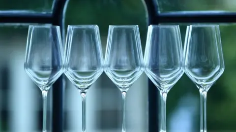 Reuters Glasses laid out at the Aimsir restaurant in Celbridge, County Kildare, ahead of reopening