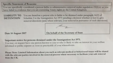 Leonardo Fasano Shot of a letter from the Home Office