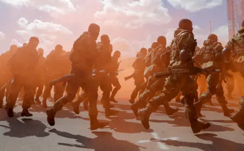 Vasily Fedosenko/Reuters A group of paratroopers marching