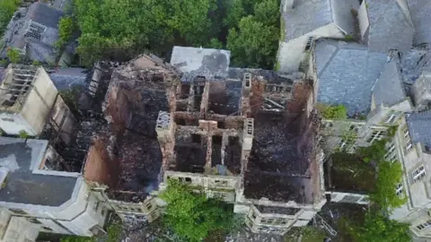 LIS Aerial images of fire-ravaged North Wales Hospital