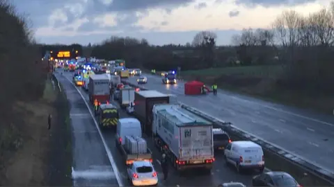 The scene on the M5 near Taunton