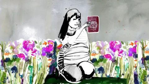 BBC Zara in garden with passport