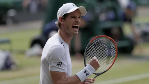Getty Images Andy Murray playing at Wimbledon in 2017