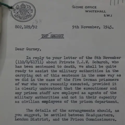 National Archive Letter from the Home Office
