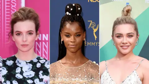 Getty Images Jodie Comer, Letitia Wright and Florence Pugh