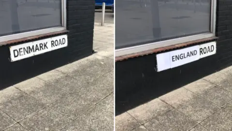 @LowestoftCentr1 Denmark Road and England Road signs