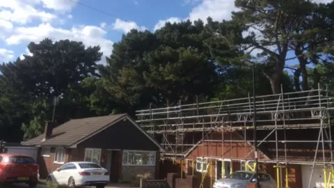 scaffolding beneath condemned tree in Maryland Close