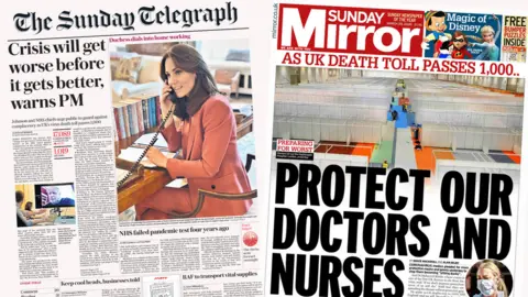 Sunday Telegraph and Sunday Mirror front pages