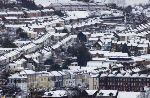 Shutterstock Snow covers houses in Dover, Kent, on 7 February 2021