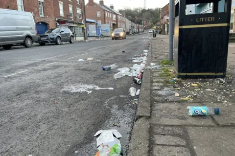 BBC Litter on the streets of Ashbourne