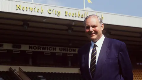 Alamy Former Norwich City chairman Robert Chase, pictured during the 1989-90 season