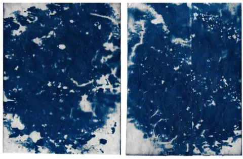 Marina Vitaglione A cyanotype image by Marina Vitaglione showing an air pollution sample from a rooftop at King's College in London