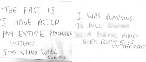 Avon and Somerset Police Hand-written note