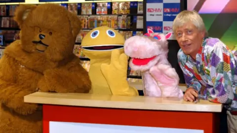 PA Geoffrey Hayes with his Rainbow co-stars