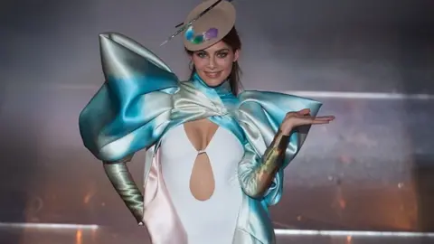 Getty Images Miss Provence April Benayoum competes on stage during the Miss France 2021