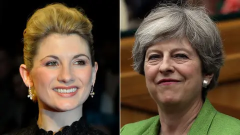 AFP/PA Jodie Whittaker and Theresa May