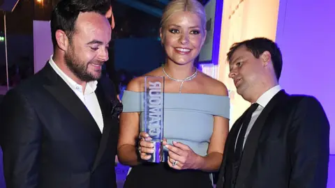 Getty Images Ant, Holly and Dec are good mates, as seen here at an award ceremony in 2016.