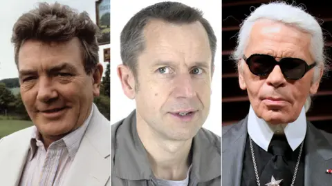 BBC/Reuters Albert Finney. Jeremy Hardy and Karl Lagerfeld