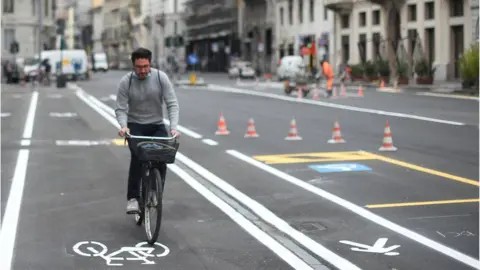 Reuters new cycling and walking lanes in Milan