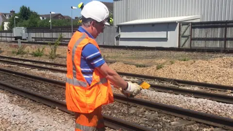 Network Rail Network Rail worker by the railway line