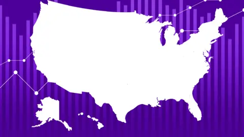 BBC Graphic showing a white-out map of the US, with Alaska and Hawaii represented separately