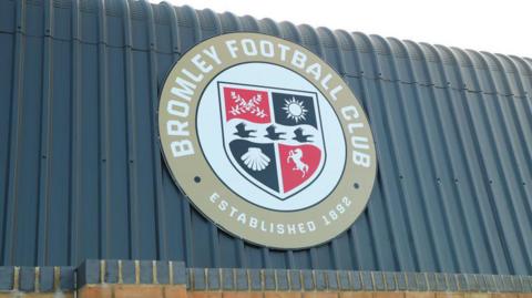 The Bromley club crest on the side of Hayes Lane