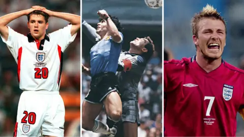 Michael Owen, Diego Maradona and David Beckham