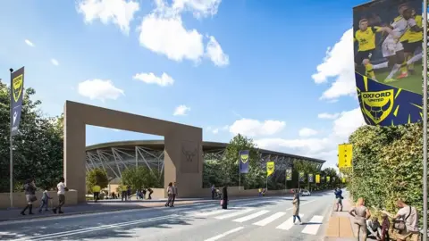 OUFC  The planned stadium looking from Oxford Road towards Kidlington 