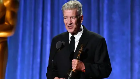 Getty Images David Lynch receiving his honorary Academy Award at the Oscars in 2019