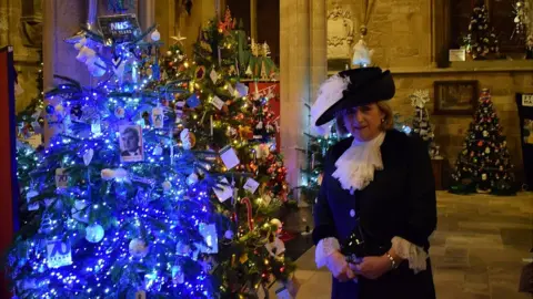 Phil Balding Diana Thompson, High Sheriff of Leicestershire, at Christmas Tree Festival.