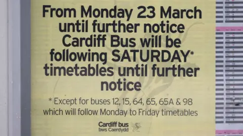 Getty Images Cardiff Bus notice