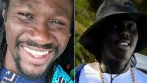 A composite image of Junior Ajose and Cheriff Tall. In each picture which has been shared by their families, the men are smiling and starring directly at the camera.