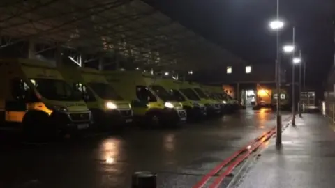 Ambulances parked at Hull Royal Infirmary