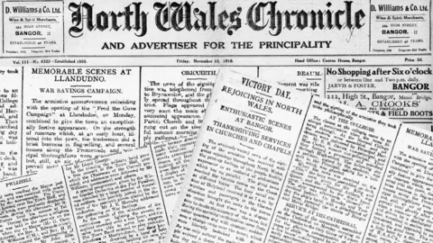 The National Library of Wales North Wales Chronicle marks Armistice Day