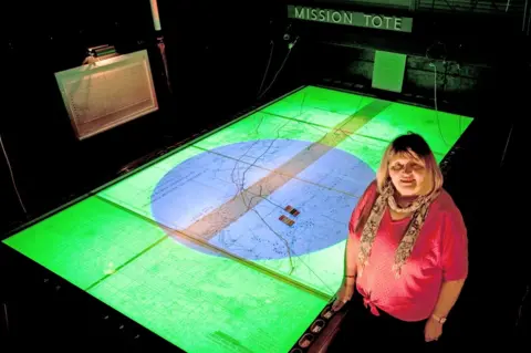 Lee Karen Stow Janet Levesley in the former radar operations room at Holmpton Cold War bunker