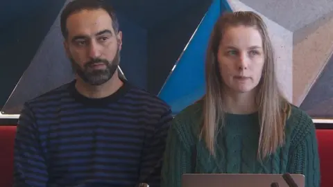 Yousef Makki's sister Jade, pictured right, during a press conference