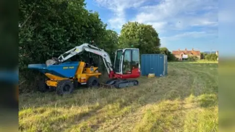 Henstridge A357 Road Group A digger on the greenfield site in Henstridge