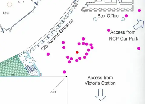 Inquests handout Diagram showing victims of Manchester Area attack