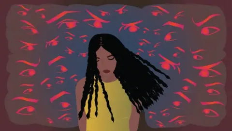 Eyes surrounding black girl