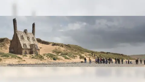 Entertainment Press Filming of Harry Potter on beach