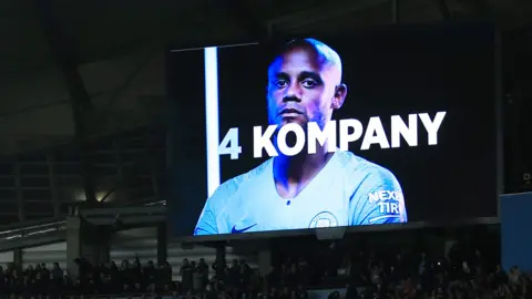 Vincent Kompany image on big screen at Etihad