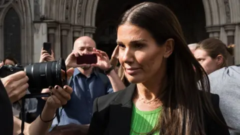 Getty Images Rebekah Vardy pictured outside the High Court